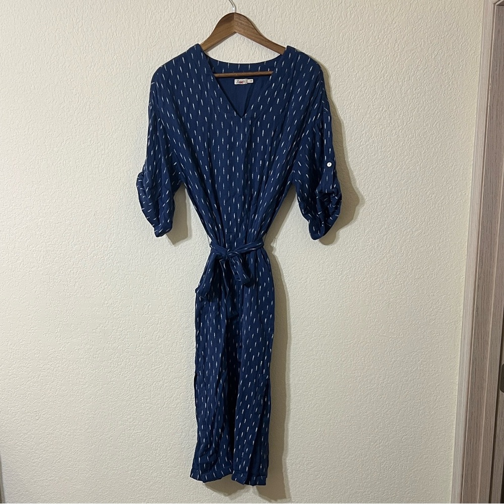 Faherty | Atlantic Avenue Tie Front Printed Midi Dress Women’s S - Picture 2 of 6